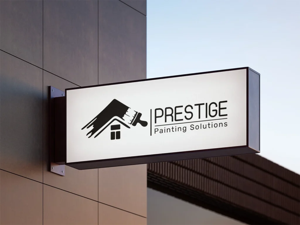 Brand identity designed by Anchor Web Agency for Prestige Painting Solutions showing logo across multiple applications