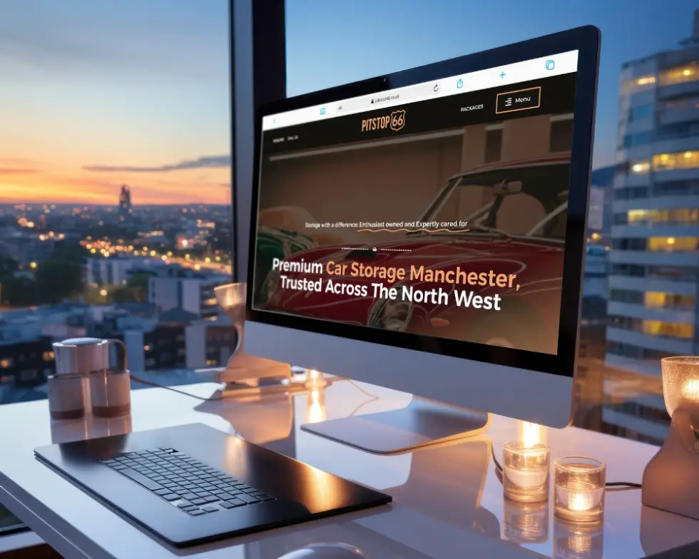 Pitstop 66 car storage website built by Anchor Web Agency, with local SEO for Manchester and the North West